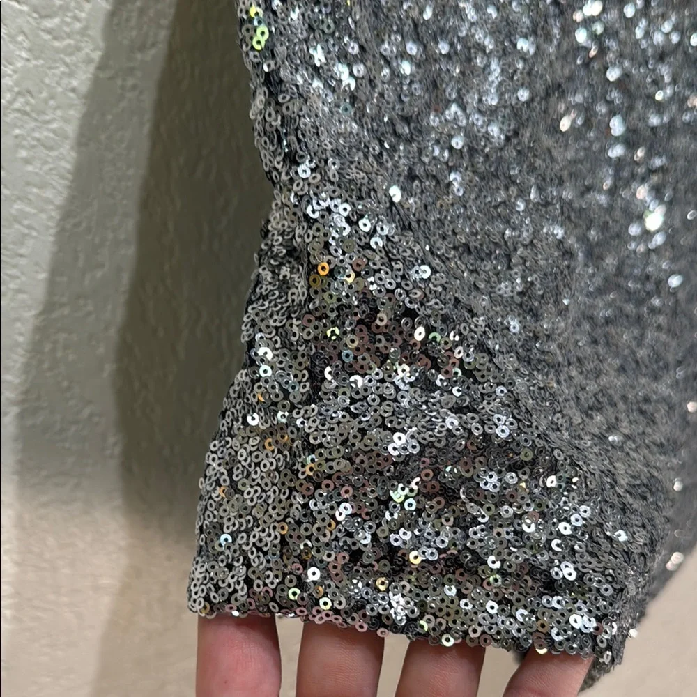 Cecico L Silver Sequin Women's Elastic‎ Tie Waist Bling Shorts